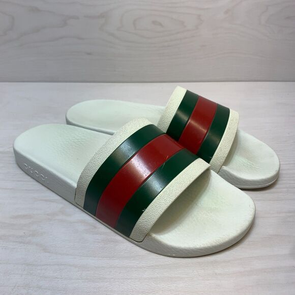 Gucci Pursuit \'72 Slide Sandals Men\'s 10 White Green Red Stripe Slip On Casual main image 6